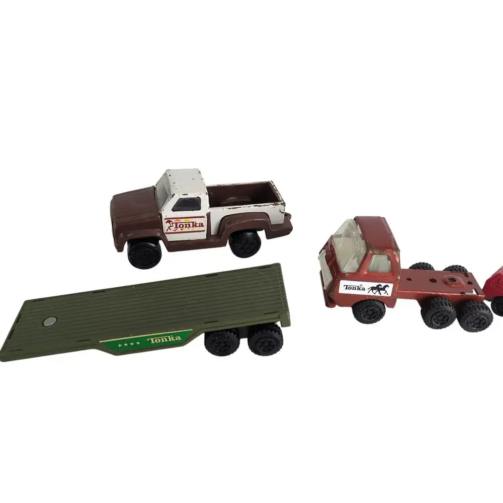 Vintage‎ Tonka 1970s-90s Metal Toy Lot Firetruck Motorcycle Pickup Truck Trailer